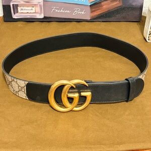 Gucci Black and Tan GG Women's Belt